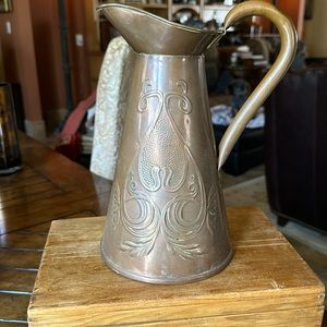 Lovely Art Nouveau Copper Pitcher Antique